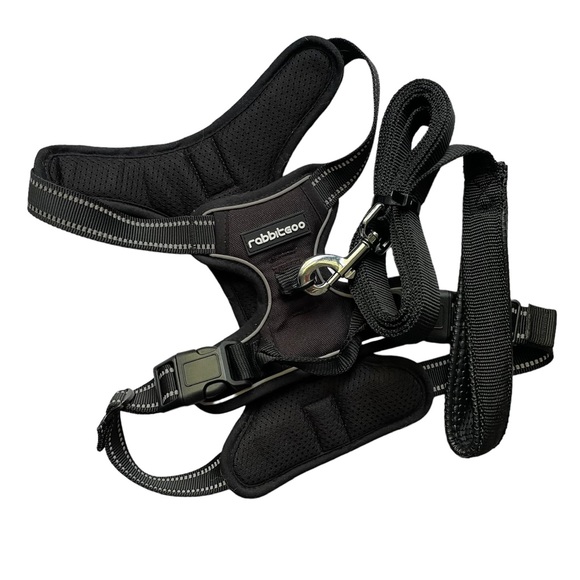 NEW No Pull Dog Harness M + 8’ Leash Black RabbitGoo - Picture 15 of 16